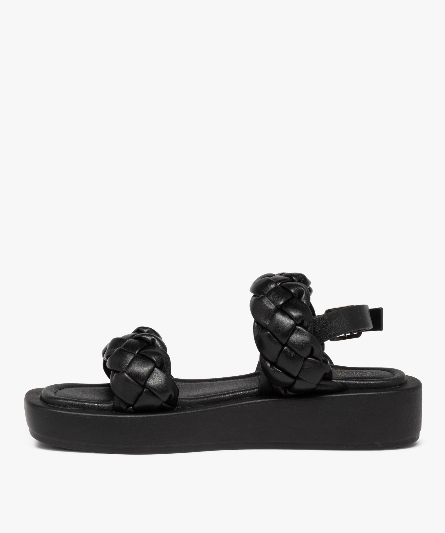 Sandales femme plateforme à brides tressées unies noir | GEMO