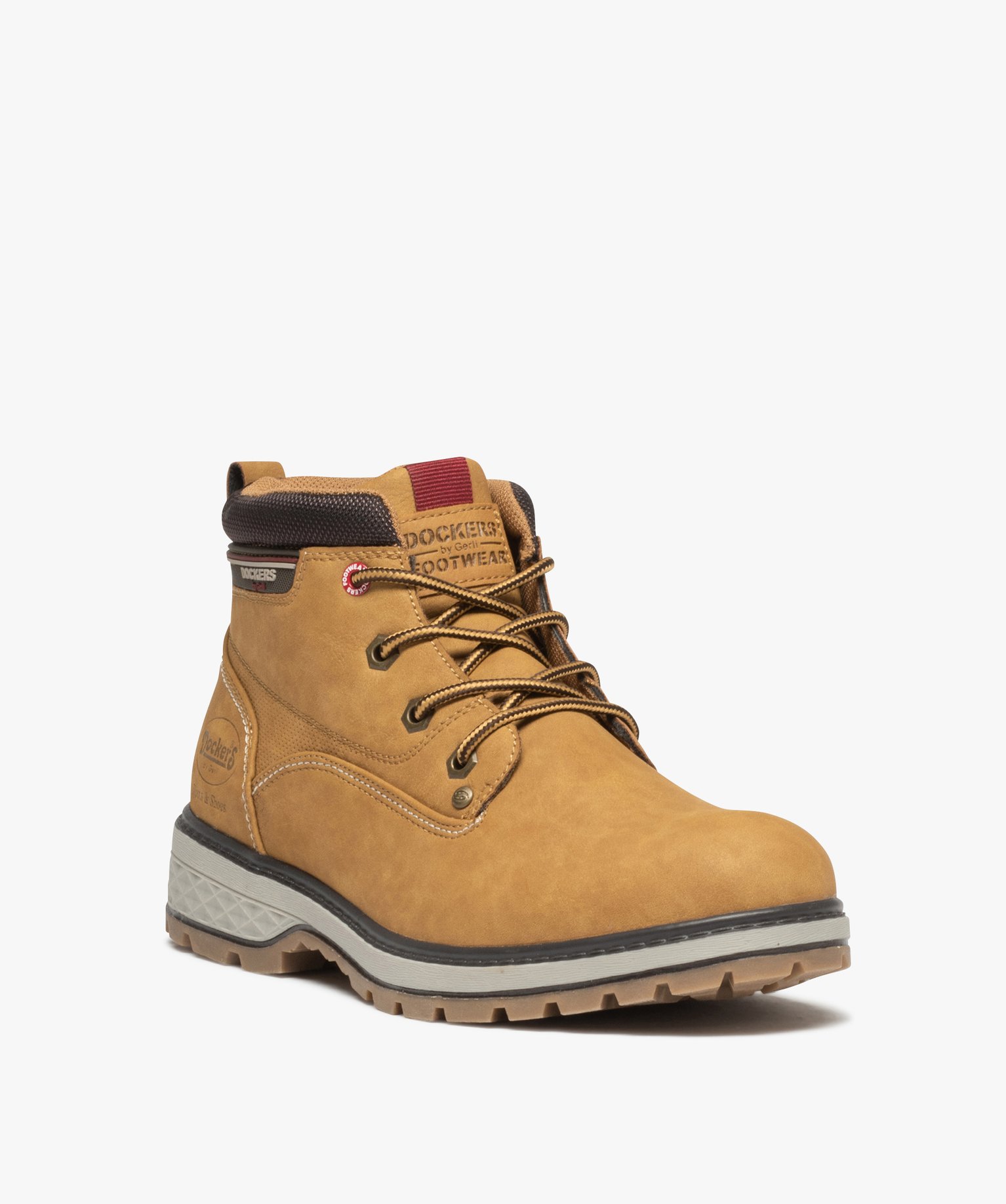 Boots homme à semelle crantée et à lacets bicolores - Doc... camel | GEMO