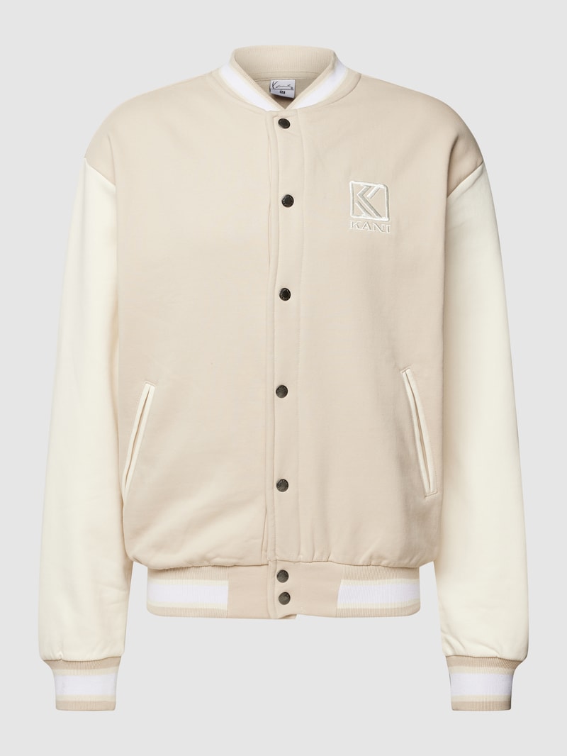 College-Jacke mit rückseitigem Label-Stitching in offwhite