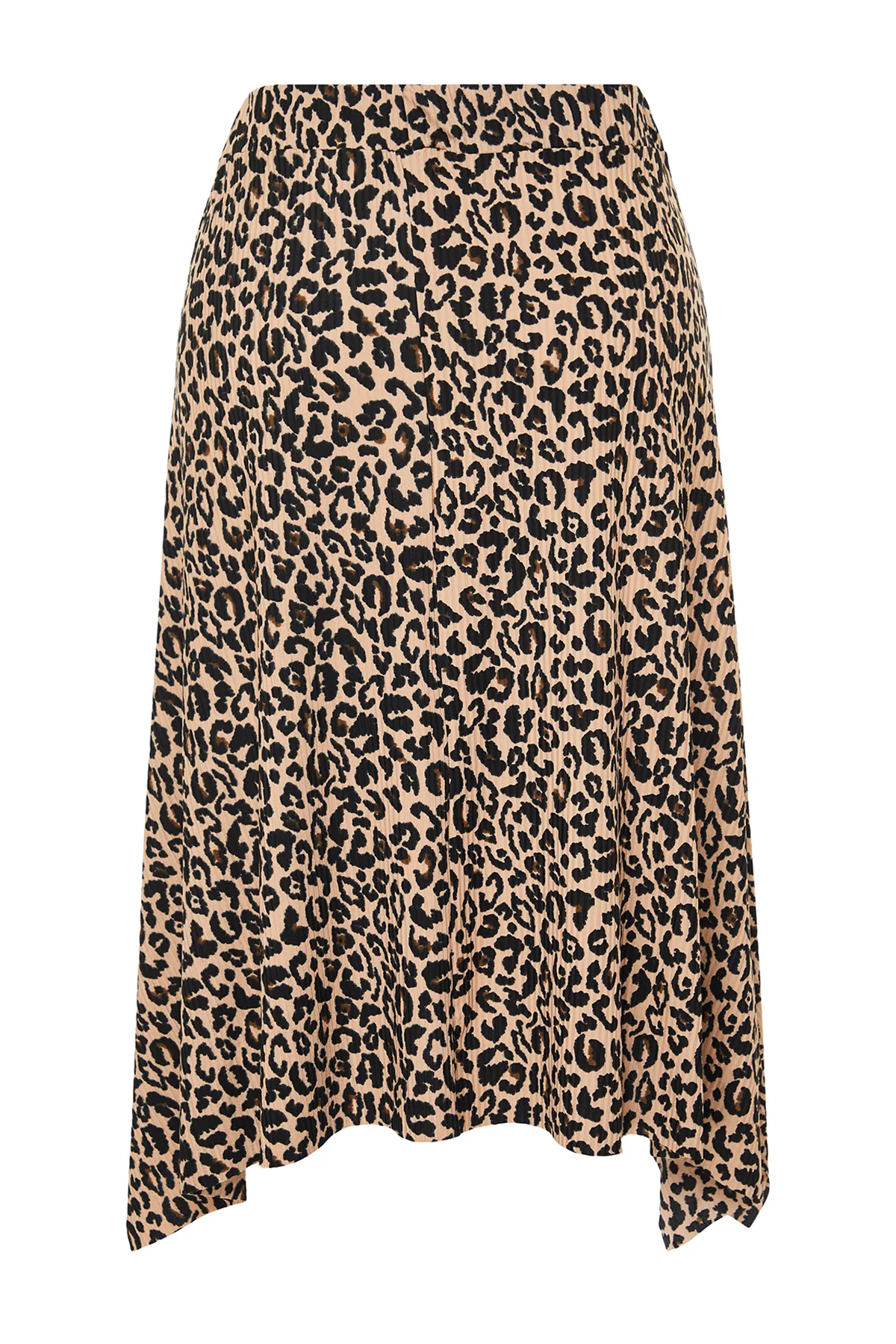 Trendyol Curve  Brauner Strickrock mit asymmetrischem Tiermuster TBBSS22ET0253