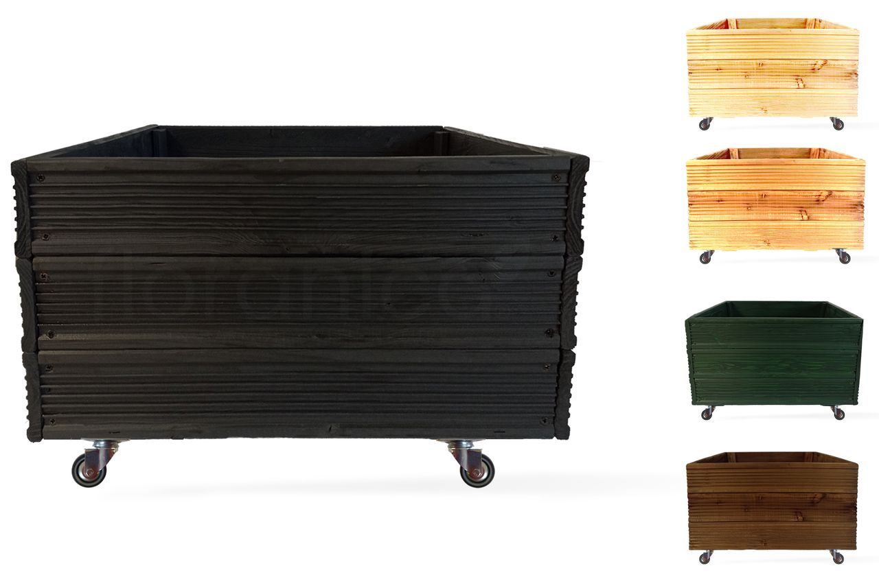 Pemicont Floranica Blumentopf aus Holz Kasten 4 Rollen 50cm x 535cm x 285cm Anthrazit Imprägnierte Lärche Schutzhülle für Kräuter Blumen Haus- und Gartendekoration Innen- und Außeneinsatz