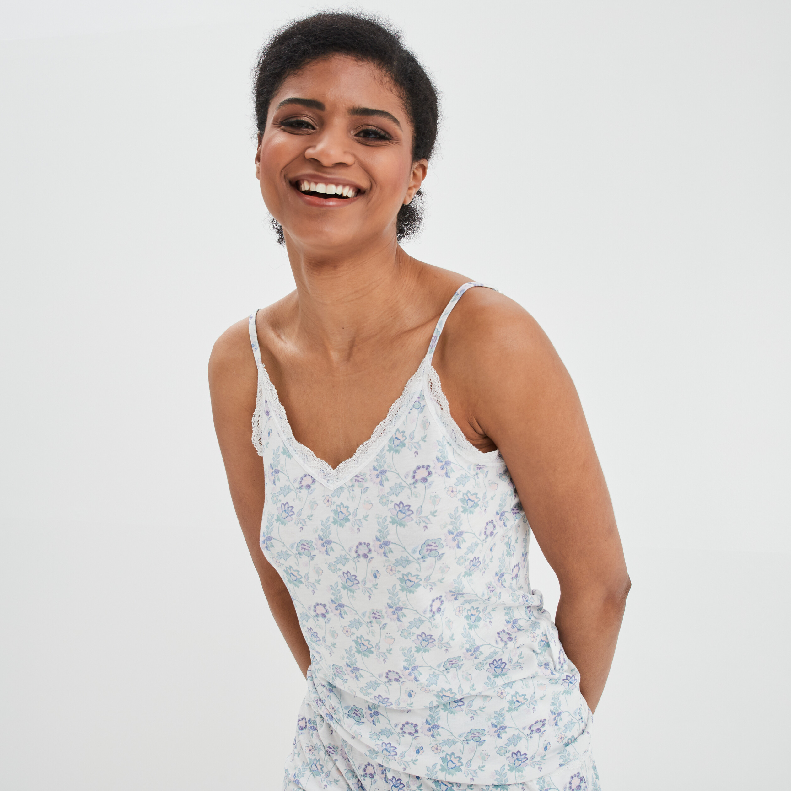Haut de pyjama débardeur col V beige femme | La Halle