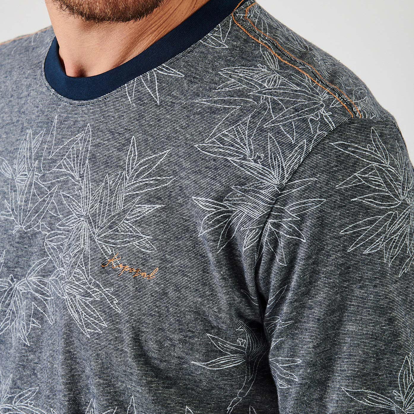 NASH   T-shirt bleu imprimé Homme 100% coton