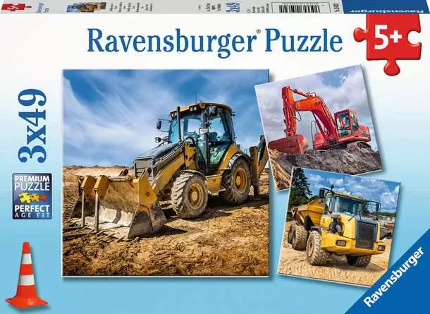 Kinderpuzzle ab 5 Jahren - Baufahrzeuge im Einsatz - 49 Teile