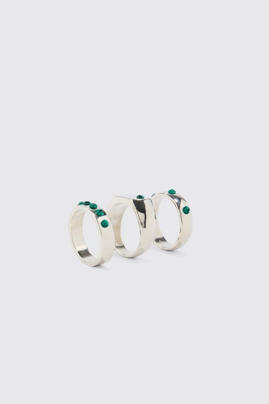 3er-Pack silberne Ringe