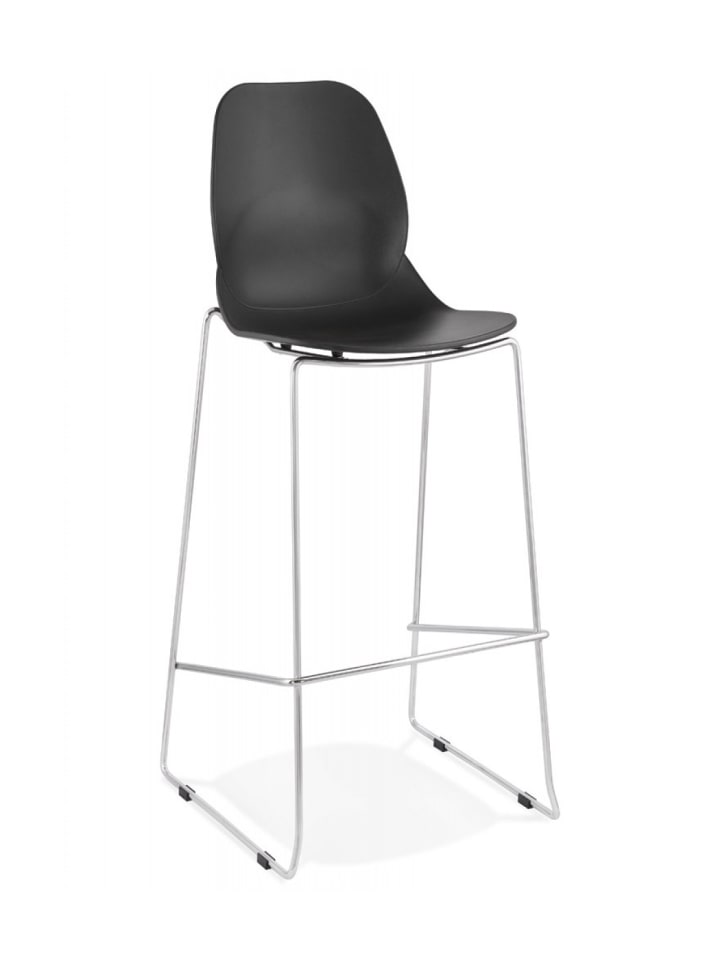KADIMA DESIGN Barhocker mit Verchromtem Metallgestell und Kunststoffsitz in Schwarz-Silber günstig kaufen onesize