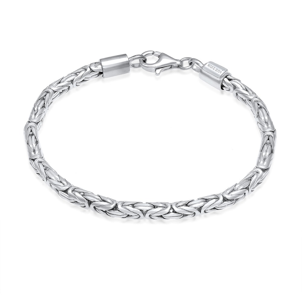 KUZZOI KUZZOI Bracelet Chaîne de base pour hommes en plaqué or 925 en argent sterling Bracelet