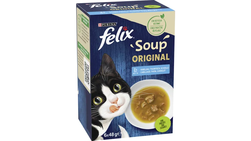 PURINA FELIX Soup Geschmacksvielfalt aus dem Wasser mit Kabeljau 288 g