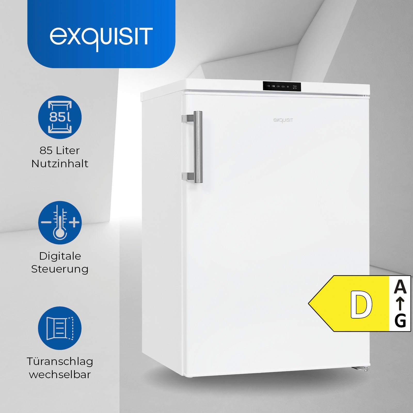 exquisit Gefrierschrank GS81-HE-010D weiss, 85,0 cm hoch, 56,0 cm breit