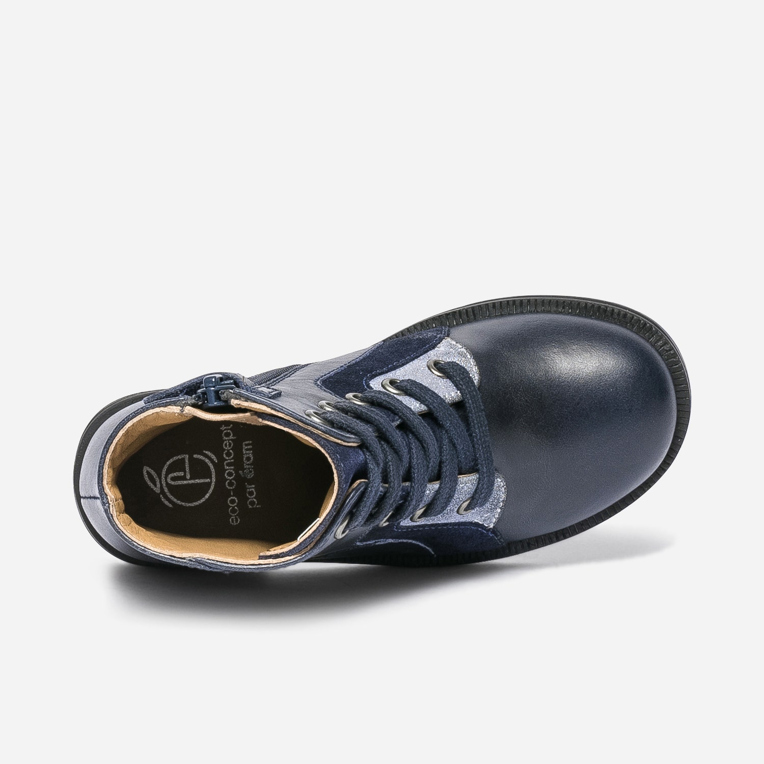 Bottine bleu marine en cuir