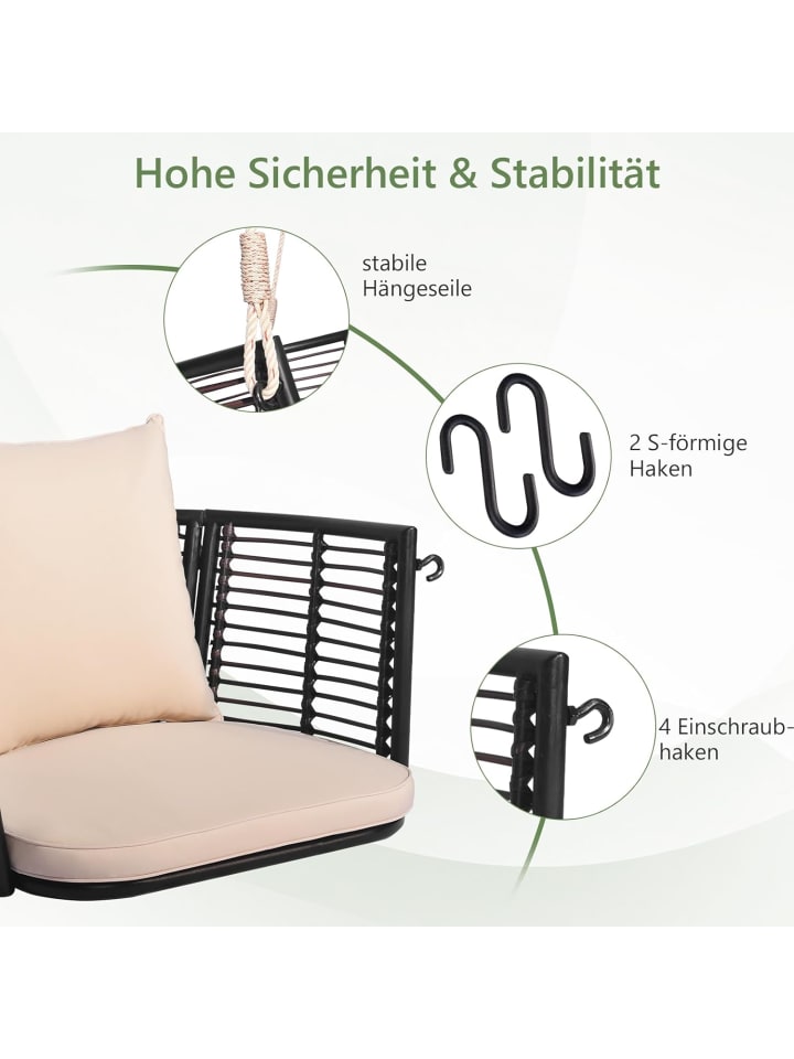 COSTWAY Hängesessel 180kg belastbar in Beige günstig kaufen onesize