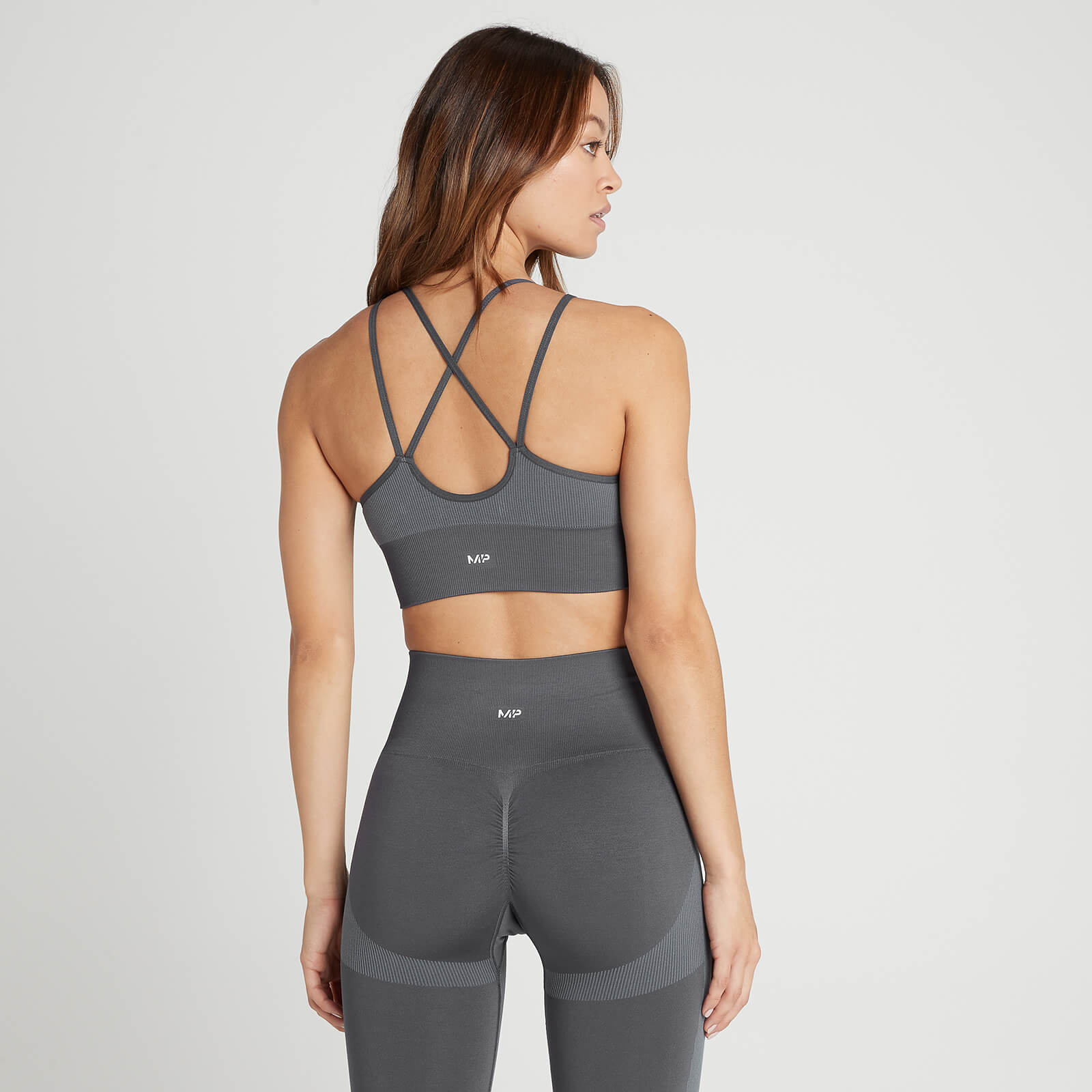 Brassière de sport sans coutures avec effet froncé MP Impact pour femmes – Anthracite