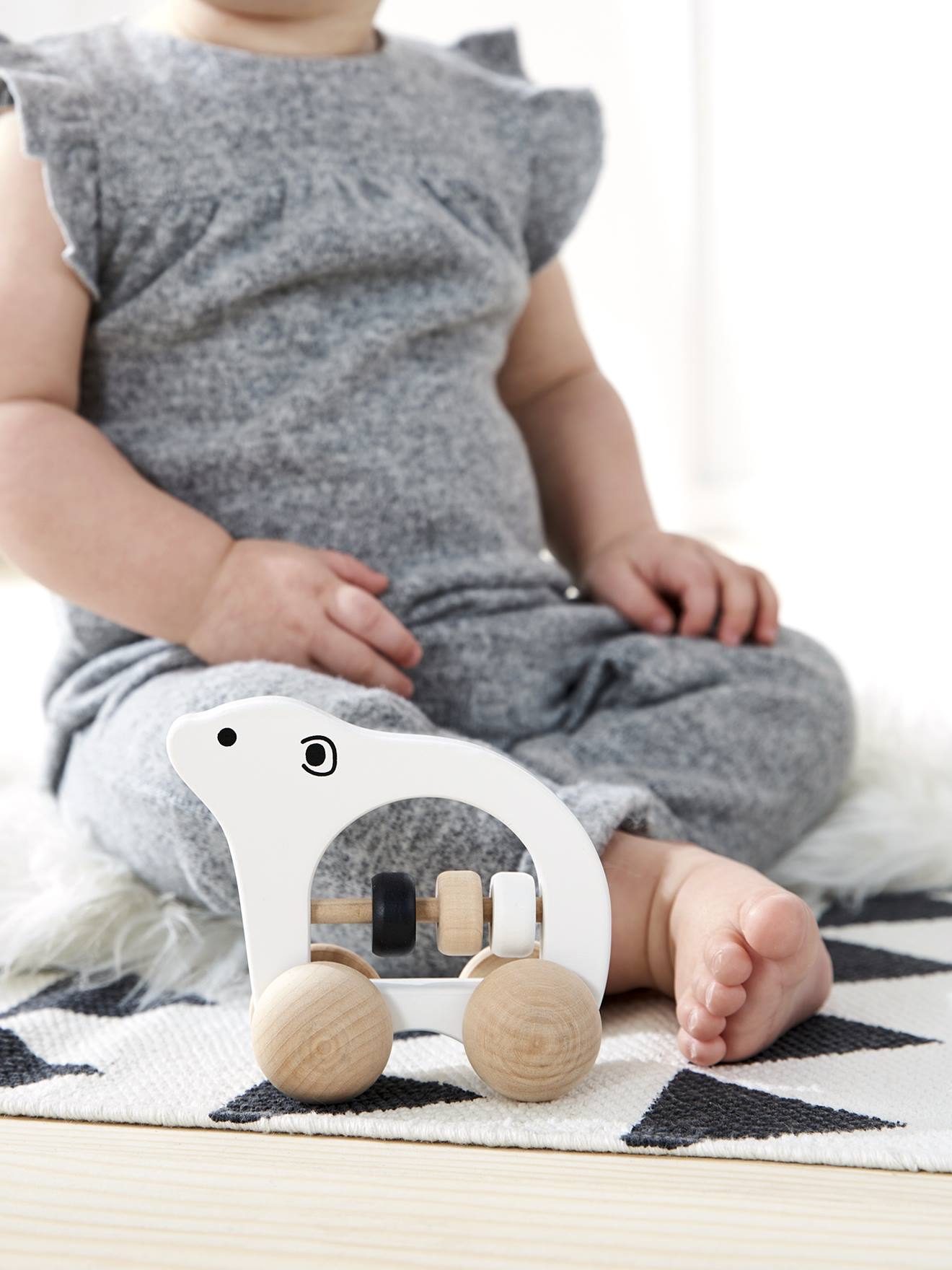 Hochet ourson en bois FSC® blanc