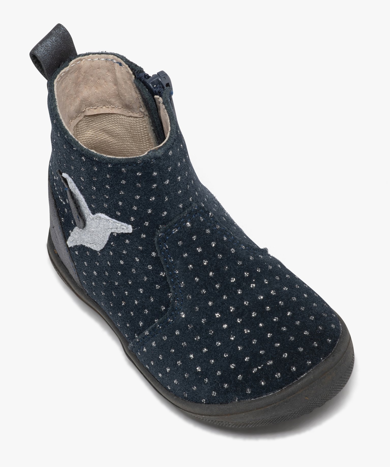 Boots bébé fille en cuir à petits pois brillants - Alma P... marine | GEMO