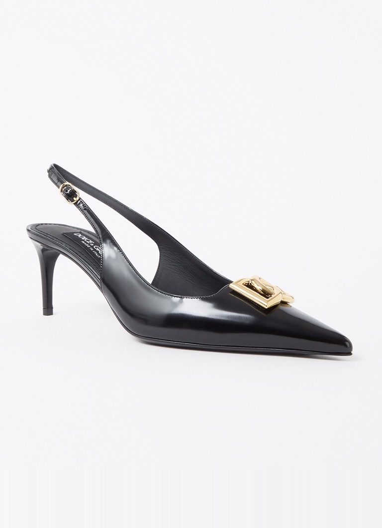 Dolce & Gabbana calfskin slingback with patent finish and logo