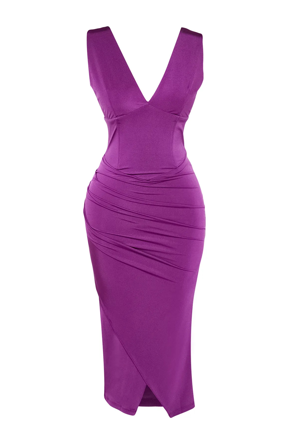 Trendyol Collection  Pflaumenfarbenes Strickkleid TPRSS24EL00003