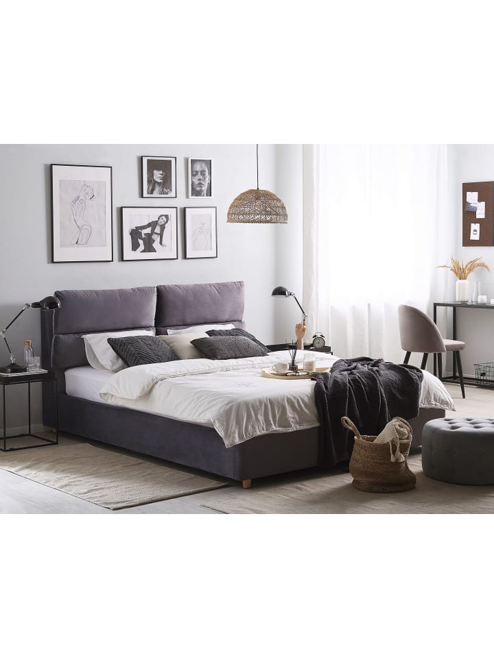Beliani Doppelbett BATILLY in Grau - (W) 174 x (H) 105 x (L) 224 cm günstig kaufen onesize