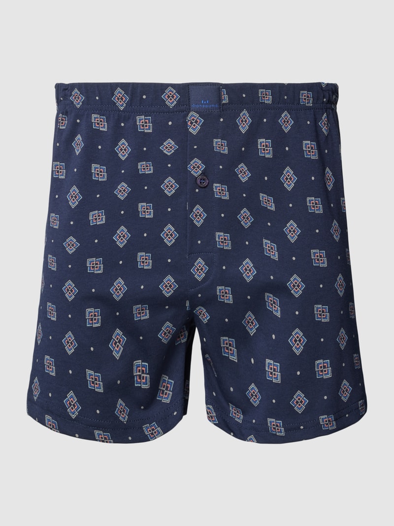 Boxershorts mit Allover-Muster Modell 'X-LASTIC' in dunkelblau