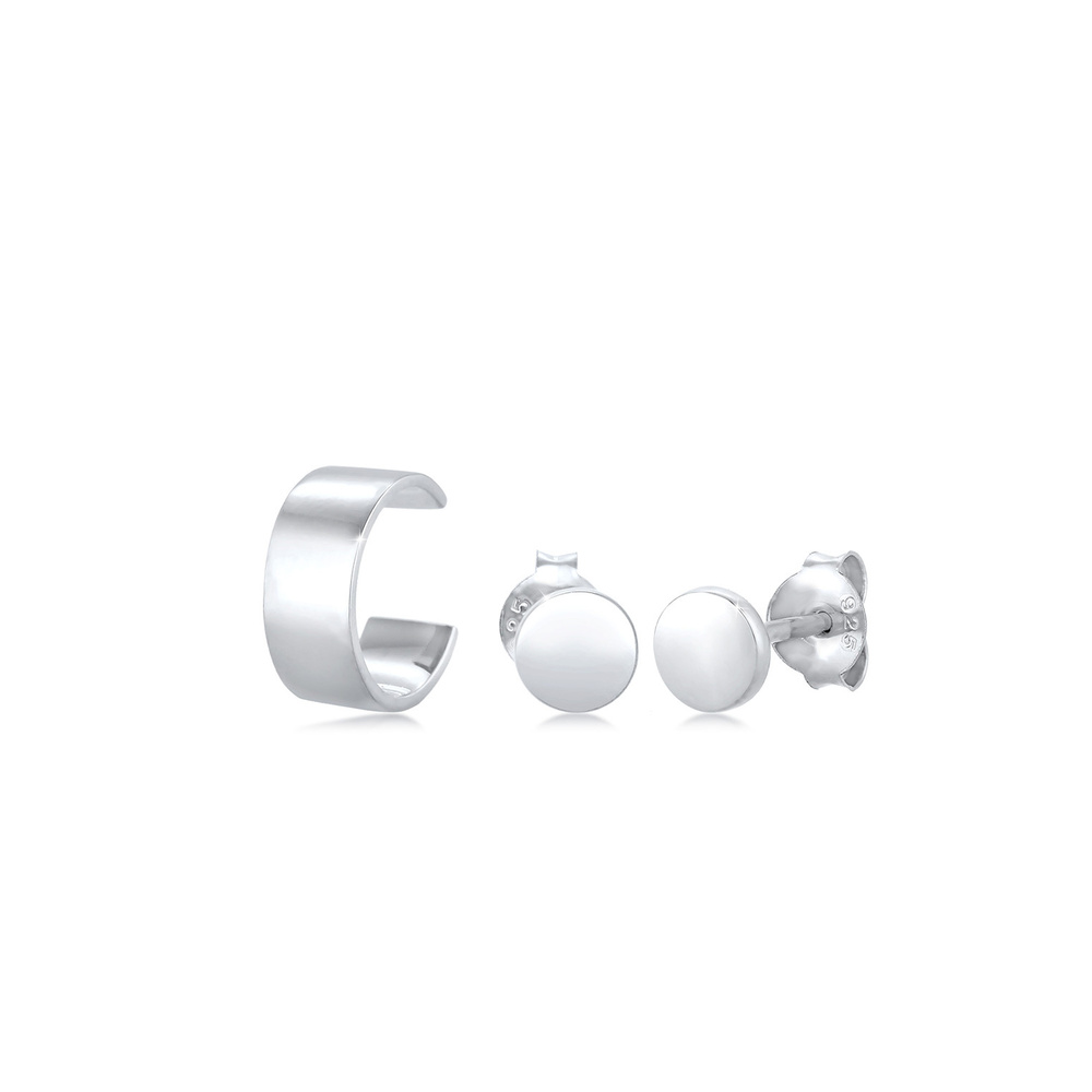 Elli Elli Boucles d'Oreilles Set Earcuff Basic Minimal Géo Clous d'Oreille Femme - (92 Boucles d'oreilles