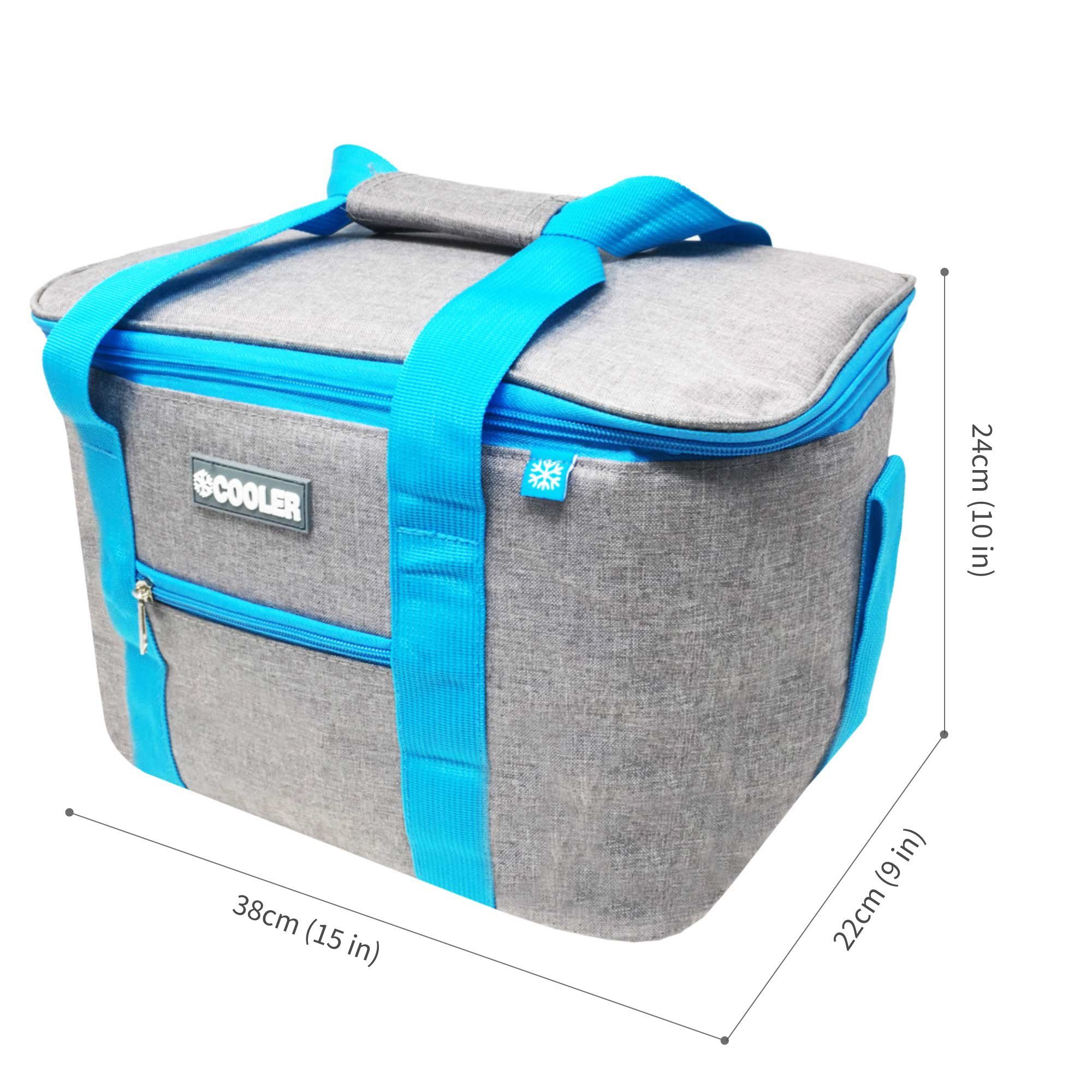 ToCi Kühltasche 14 L Kühltasche Campingtasche Picknick Tasche Grau + 6x 200ml Kühlakku