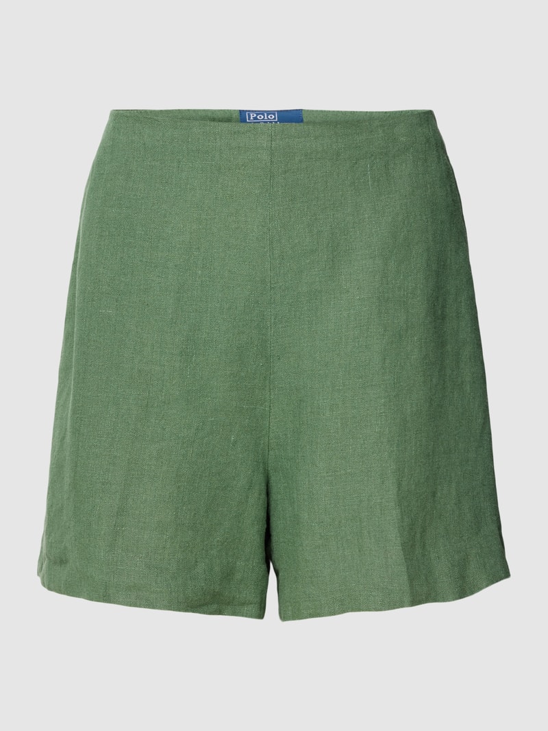 Leinenshorts mit Gesäßtaschen in dunkelgrün