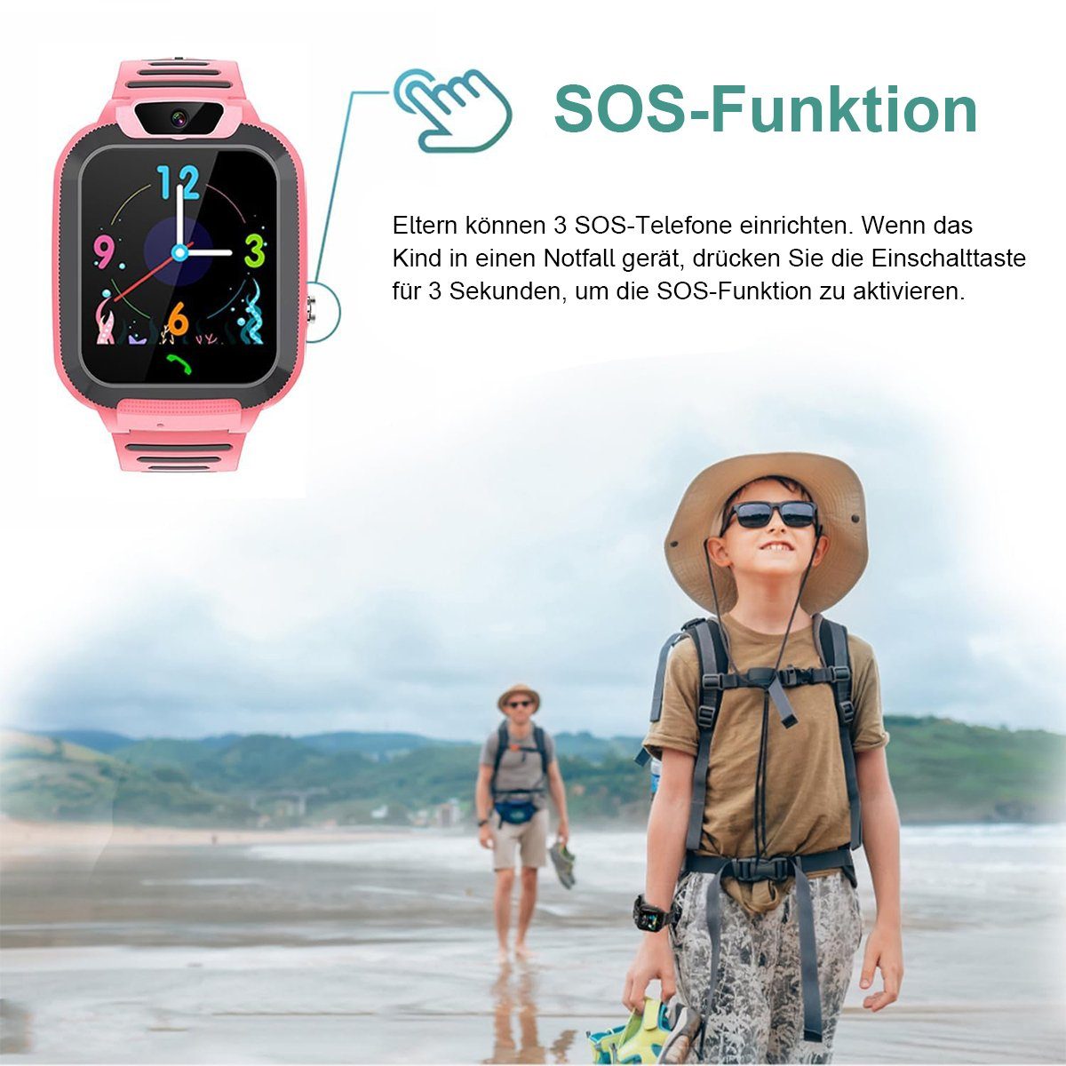 Hikeren Uhr für Kinder mit Videoanruf,SOS,Sprachchat,Wecker,GPS-Ortung,400mAh Smartwatch (1,4 Zoll)