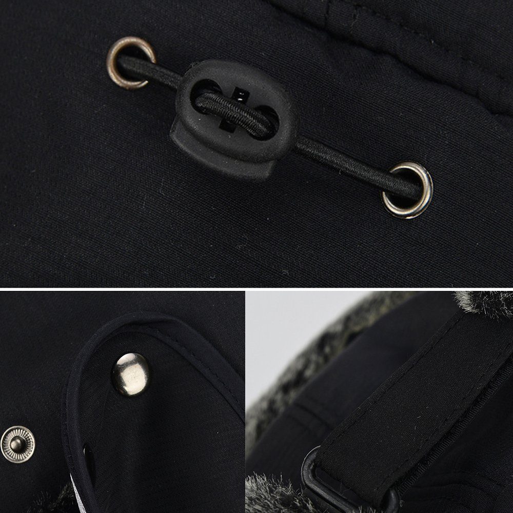 Bedee Skimütze Winddicht Warm Wintermütze mit Ohrenklappen Fliegermützen für Herren (Schwarz Wintermütze, 1-St., Herren Winter Schirmmütze Mütze Fahrrad Mütze) Herren Winter Cap für Skaten Snowboarden Radfahren