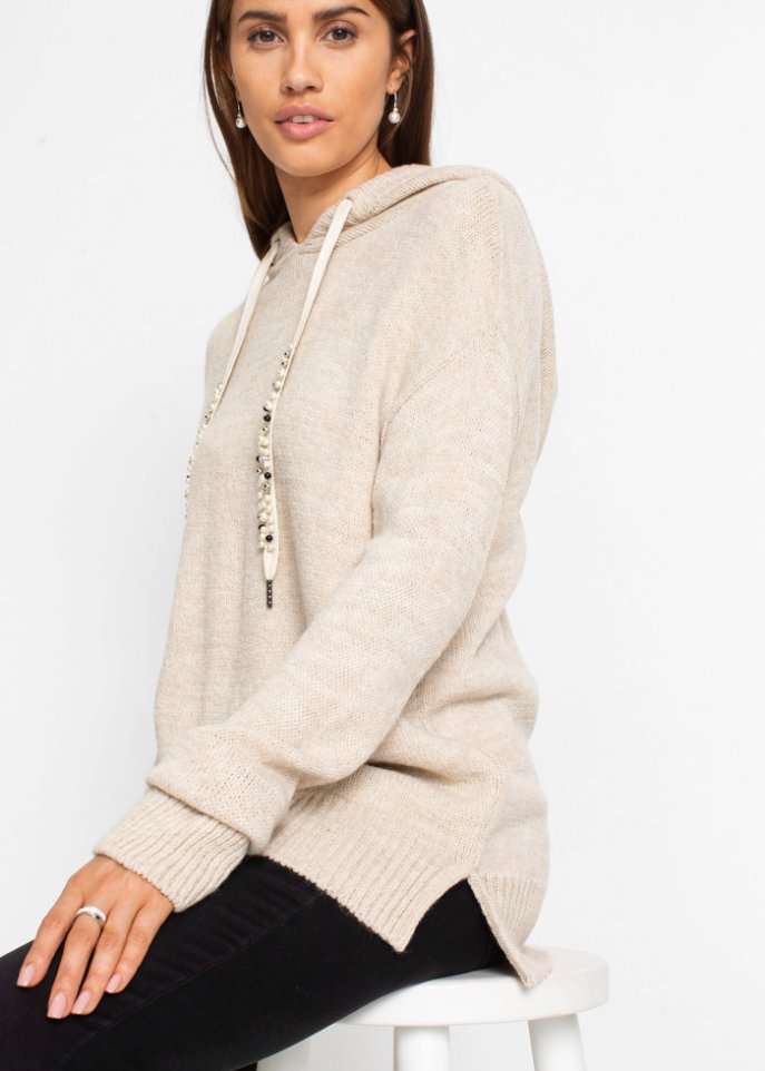 Strickpullover mit Kapuze