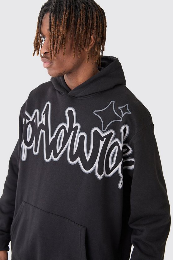 Tall Oversize Trainingsanzug mit Worldwide Grafitti-Print