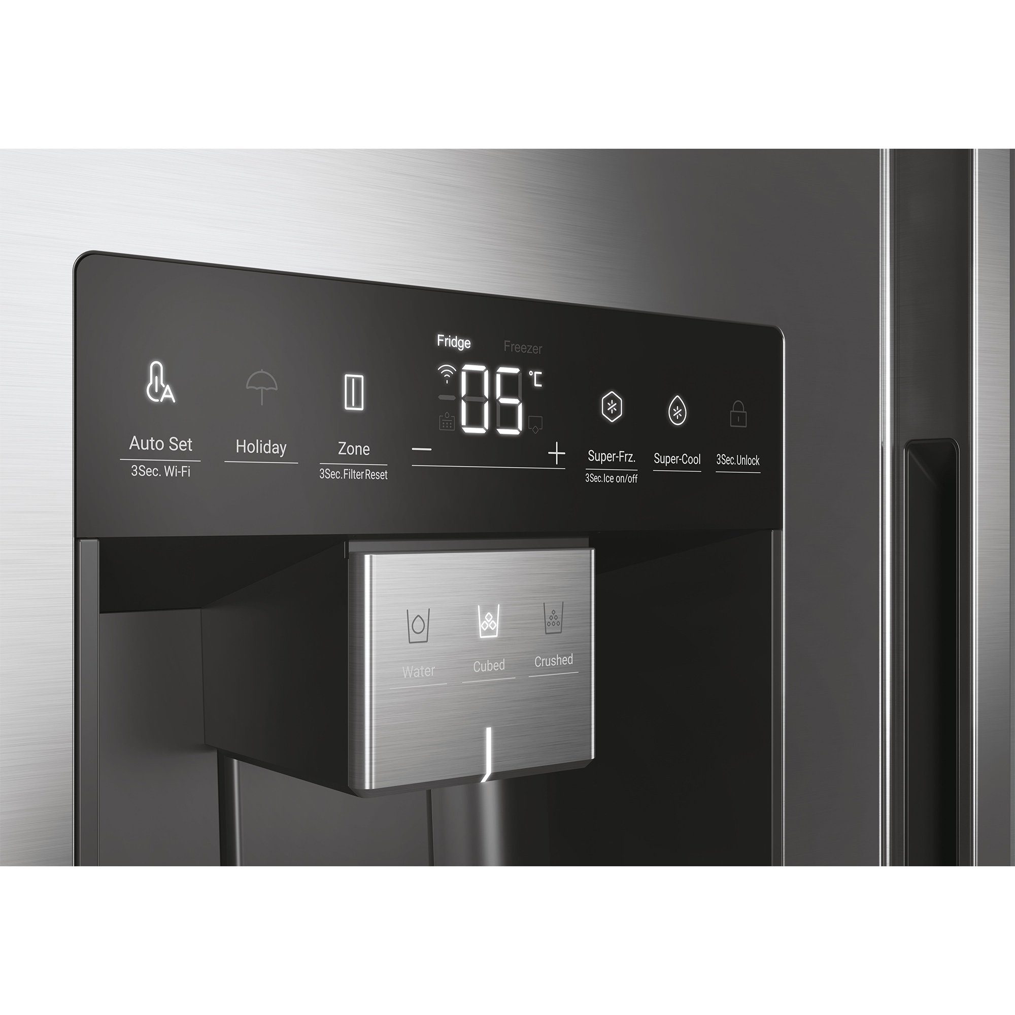 Haier Side-by-Side Front aus Edelstahl HSW59F18EIMM, 177,5 cm hoch, 90,5 cm breit, Wasser-/ Eiswürfeldispenser, Smart hON App-WIFI connected, No Frost