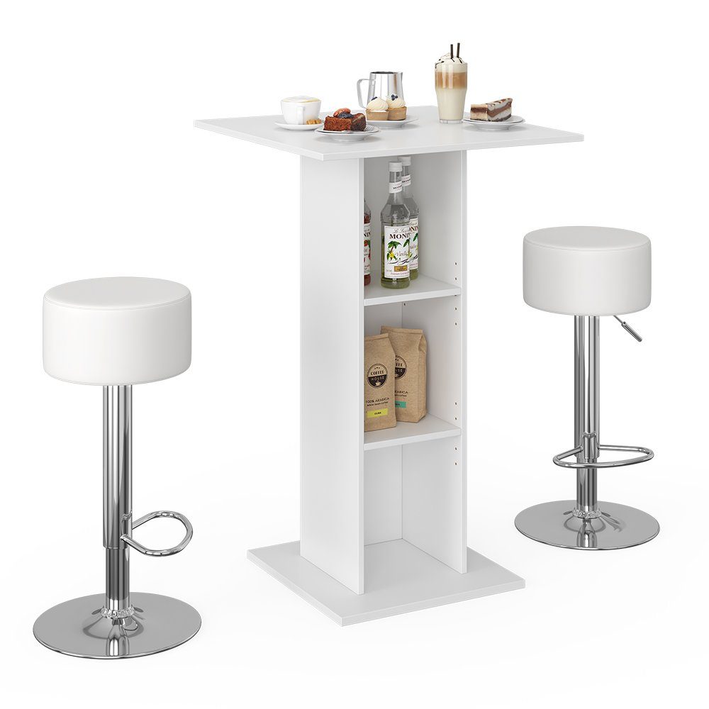 Vicco Bartisch Stehtisch Tresentisch RODEO Weiß inkl. Hocker