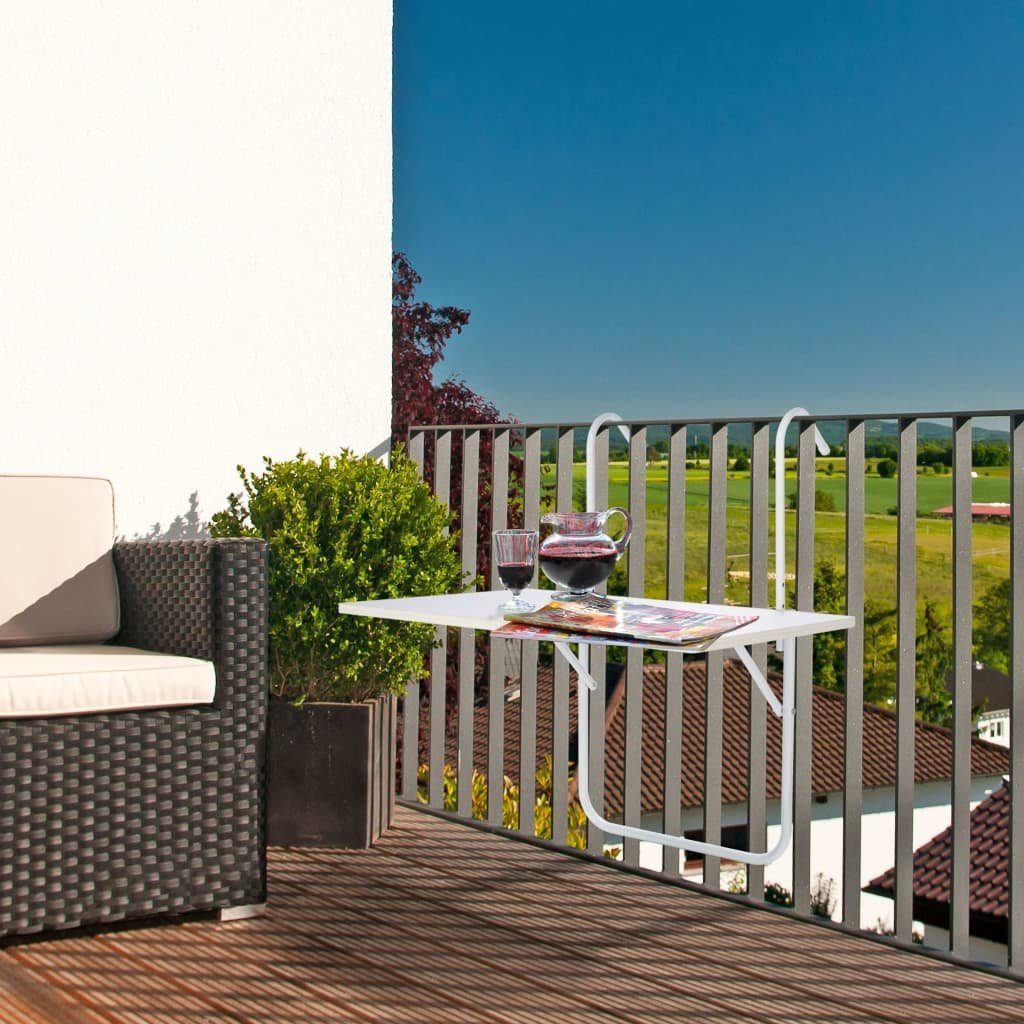 HI Klapptisch Balkon-Klapptisch Weiß 60 × 40 × 1,2 cm