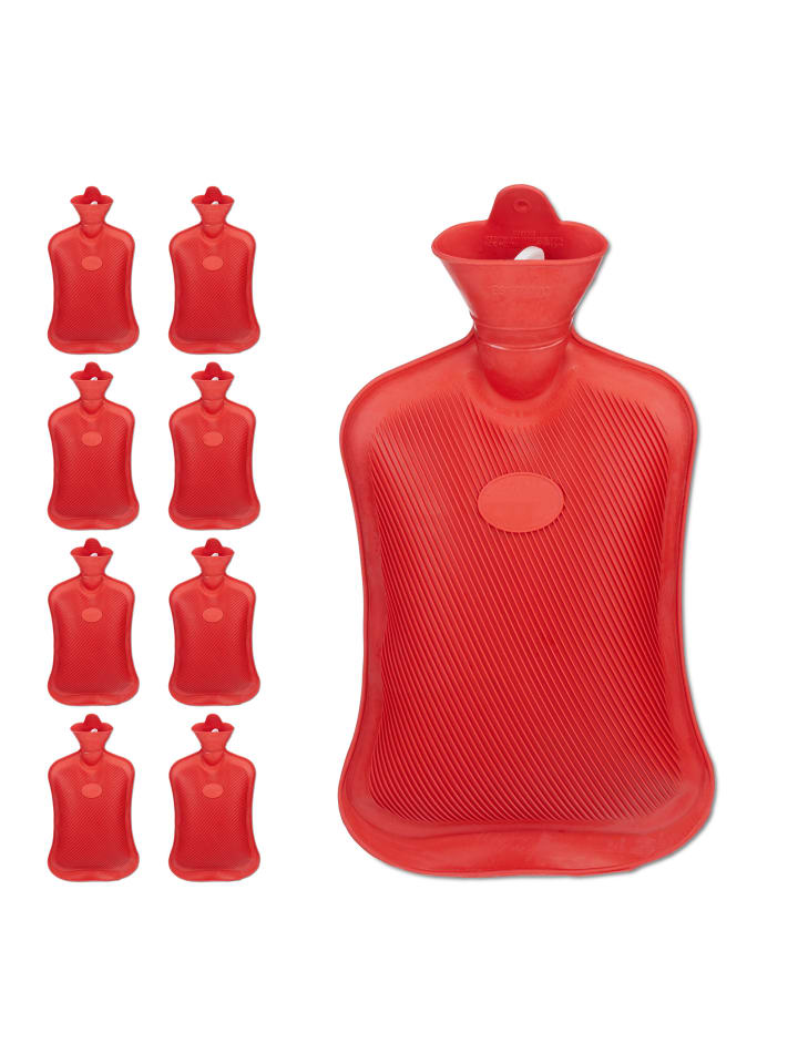 relaxdays 9x Wärmflasche in Rot - 2 l günstig kaufen onesize