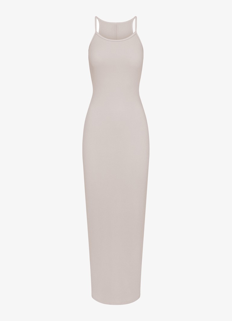 SKIMS Cotton Rib maxi dress with ribbed structure and slit