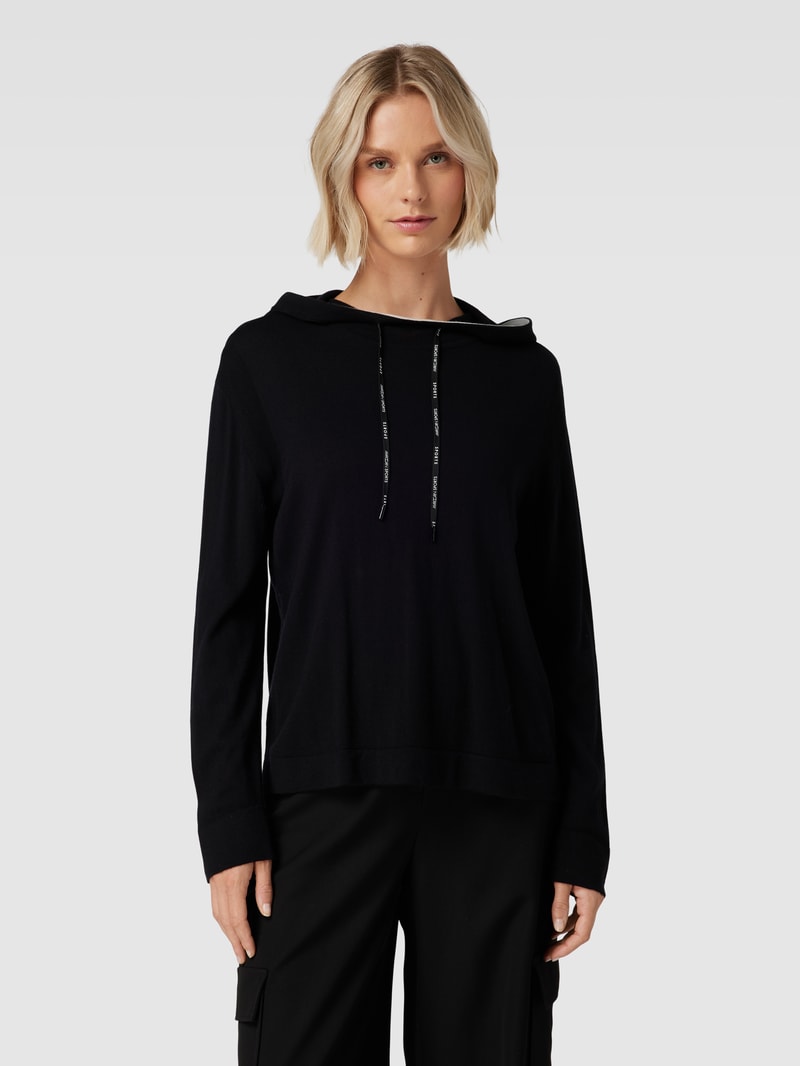 Strickpullover mit verlängertem Rückenteil in schwarz