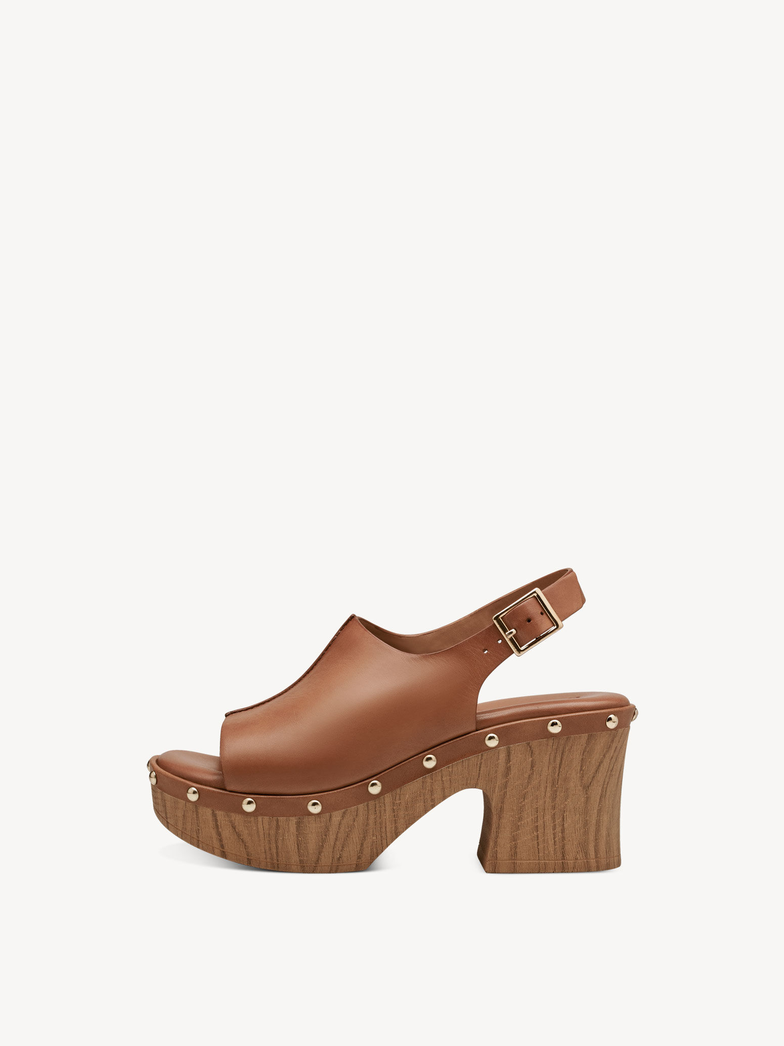 Sandale à talon en cuir - marron