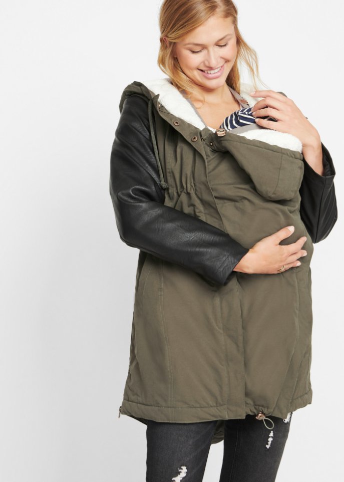 Umstandsjacke mit Teddyfutter / Tragejacke