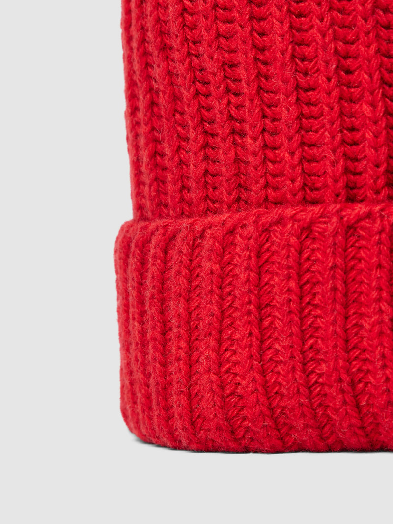 Beanie in Ripp-Optik Modell 'Carlo' in bordeaux rot