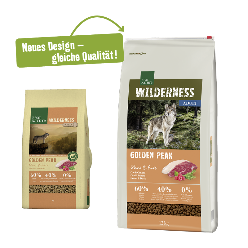 REAL NATURE Hundetrockenfutter REAL NATURE WILDERNESS Golden Peak Gans & Ente 12 kg