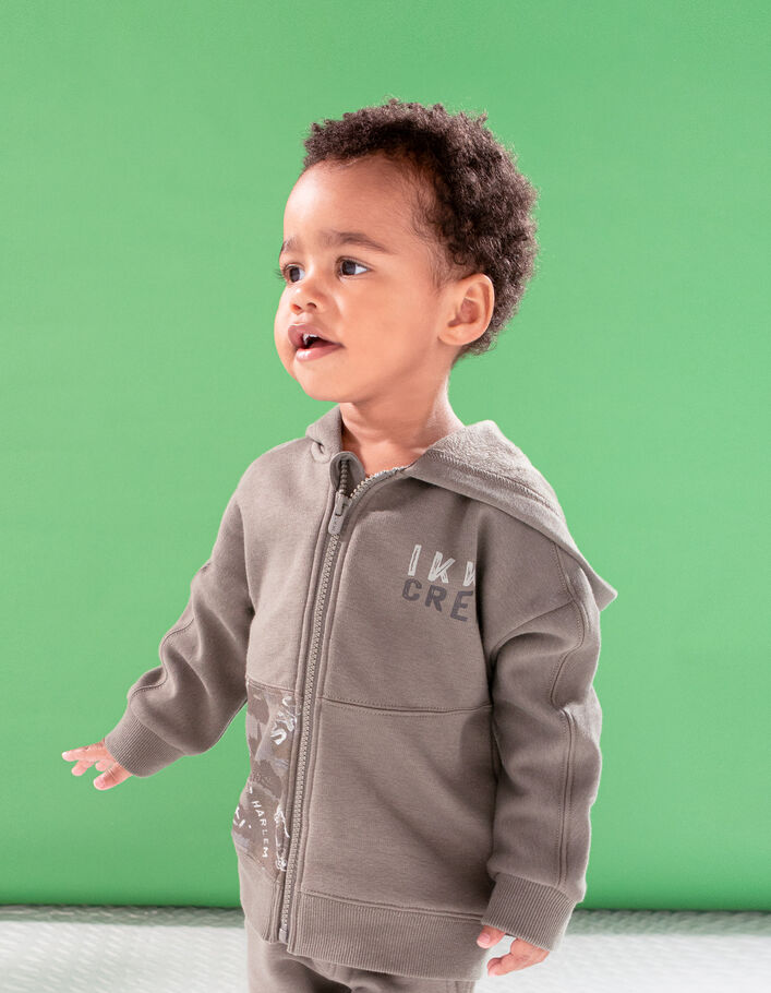 Cardigan kaki en molleton maxi print dos bébé garçon