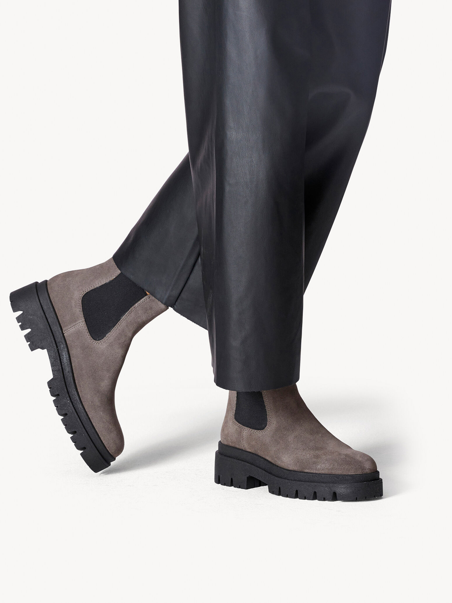 Bottine Chelsea en cuir - gris