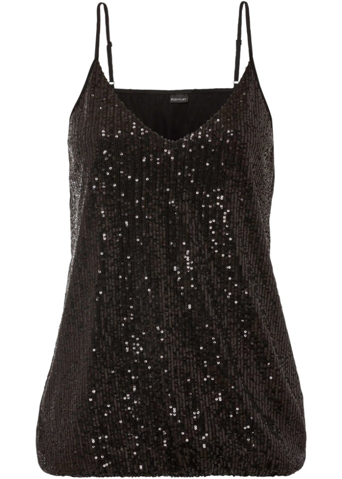 Jersey-Top mit Pailletten