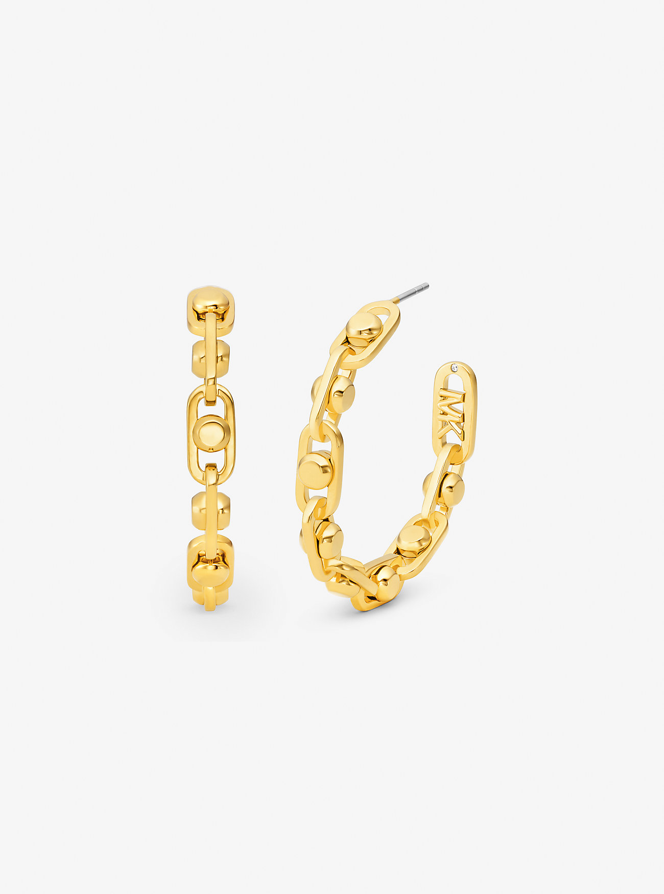 Astor Medium Precious Metal-Plated Brass Link Hoop Earrings - GOLD