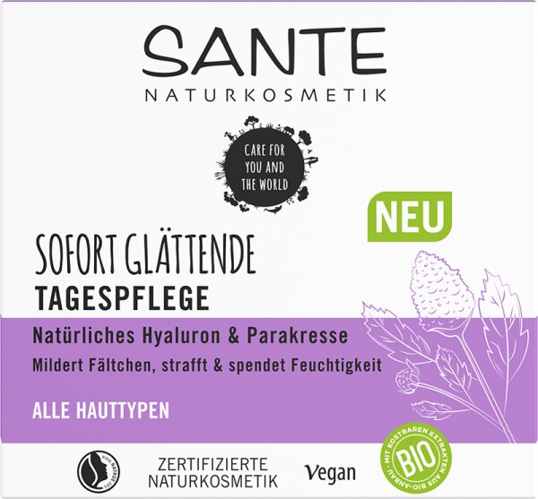 Sante Sofort glättende Tagespflege Natürliches Hyaluron & Parakresse Tagescreme