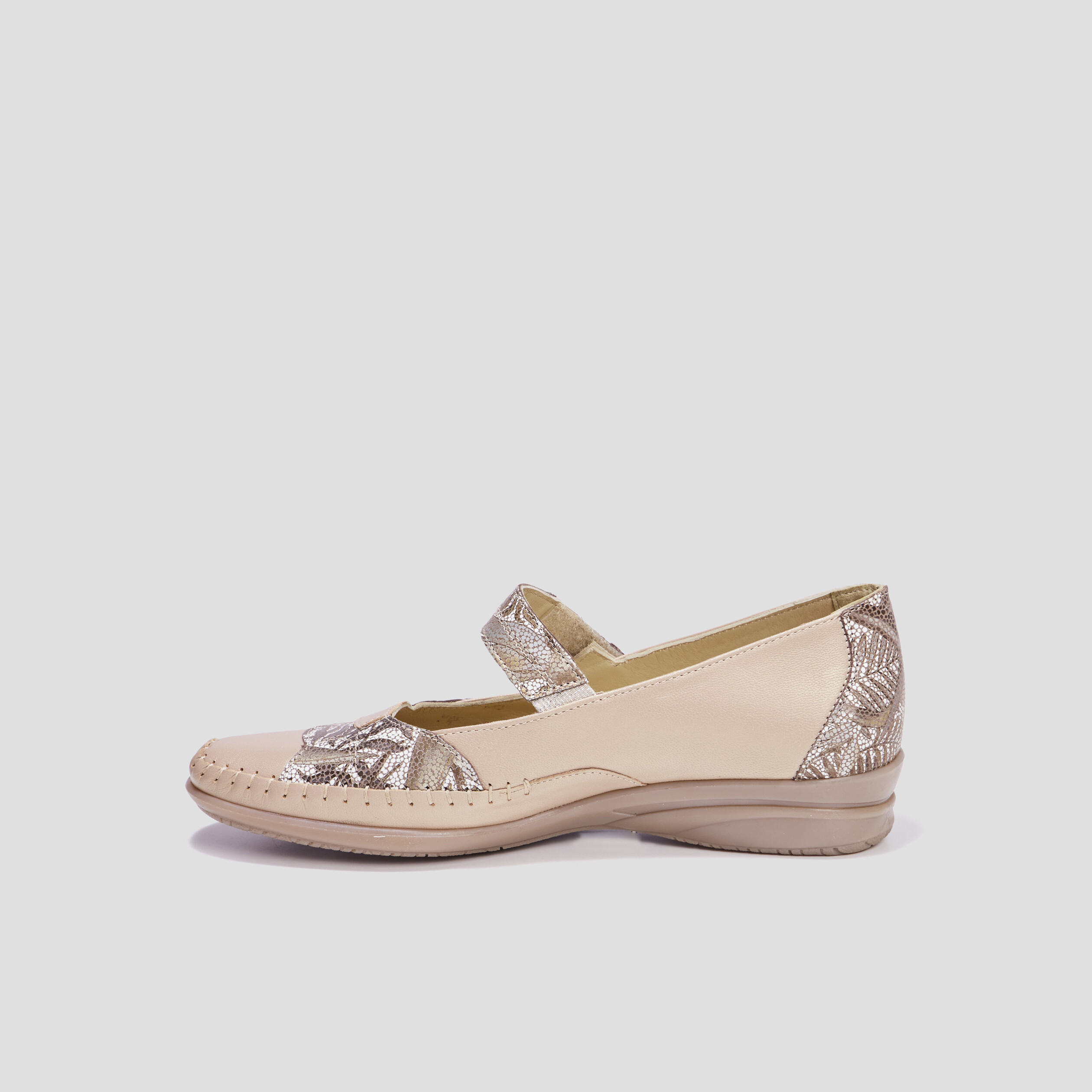 Ballerines pied large cuir Confortissimo sable femme | La Halle
