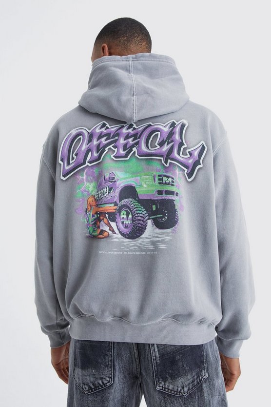 Oversize Hoodie mit Truck-Print