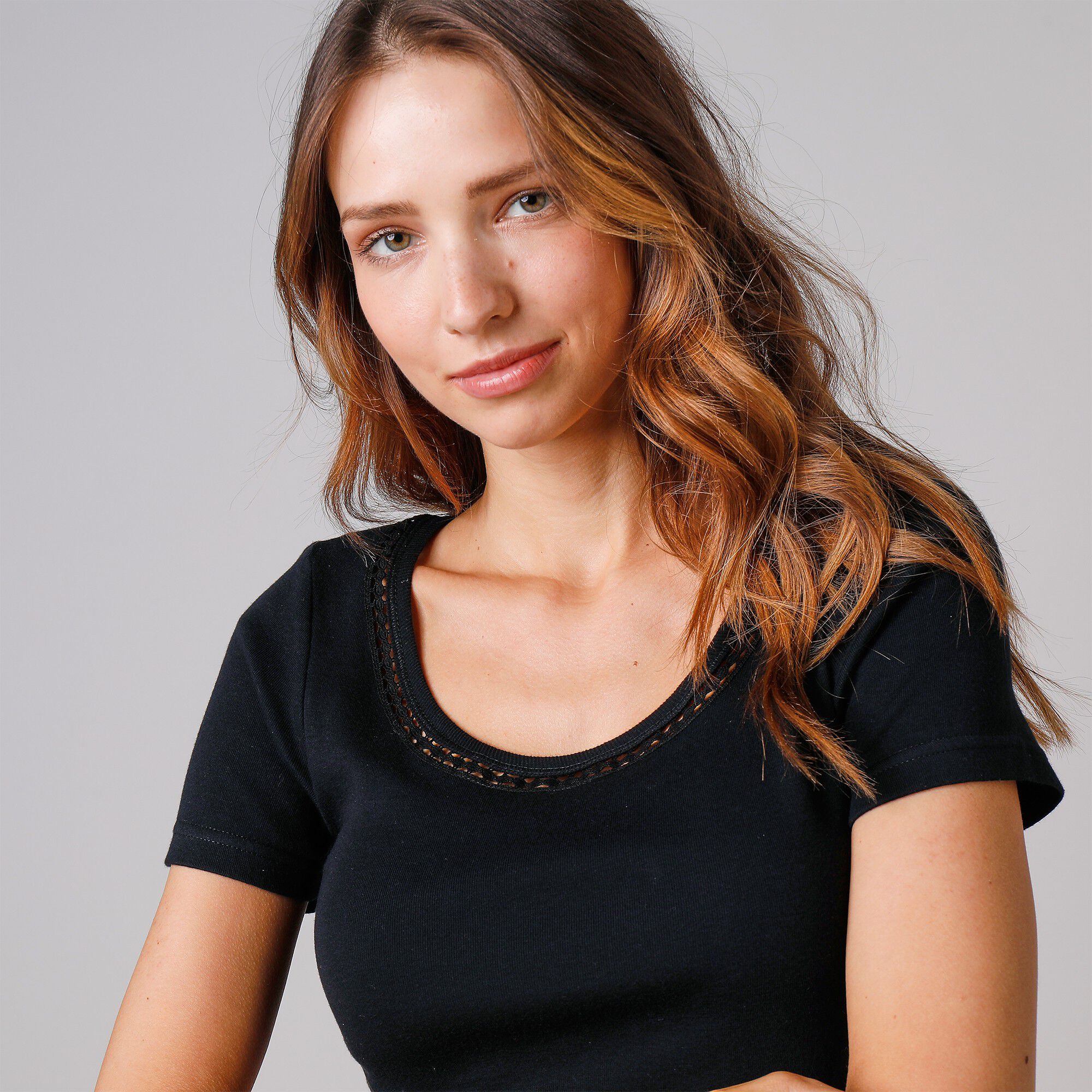 T-shirt macramé manches courtes