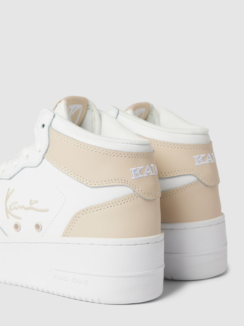 High-Top-Sneaker aus reinem Leder mit Label-Stitching in weiß