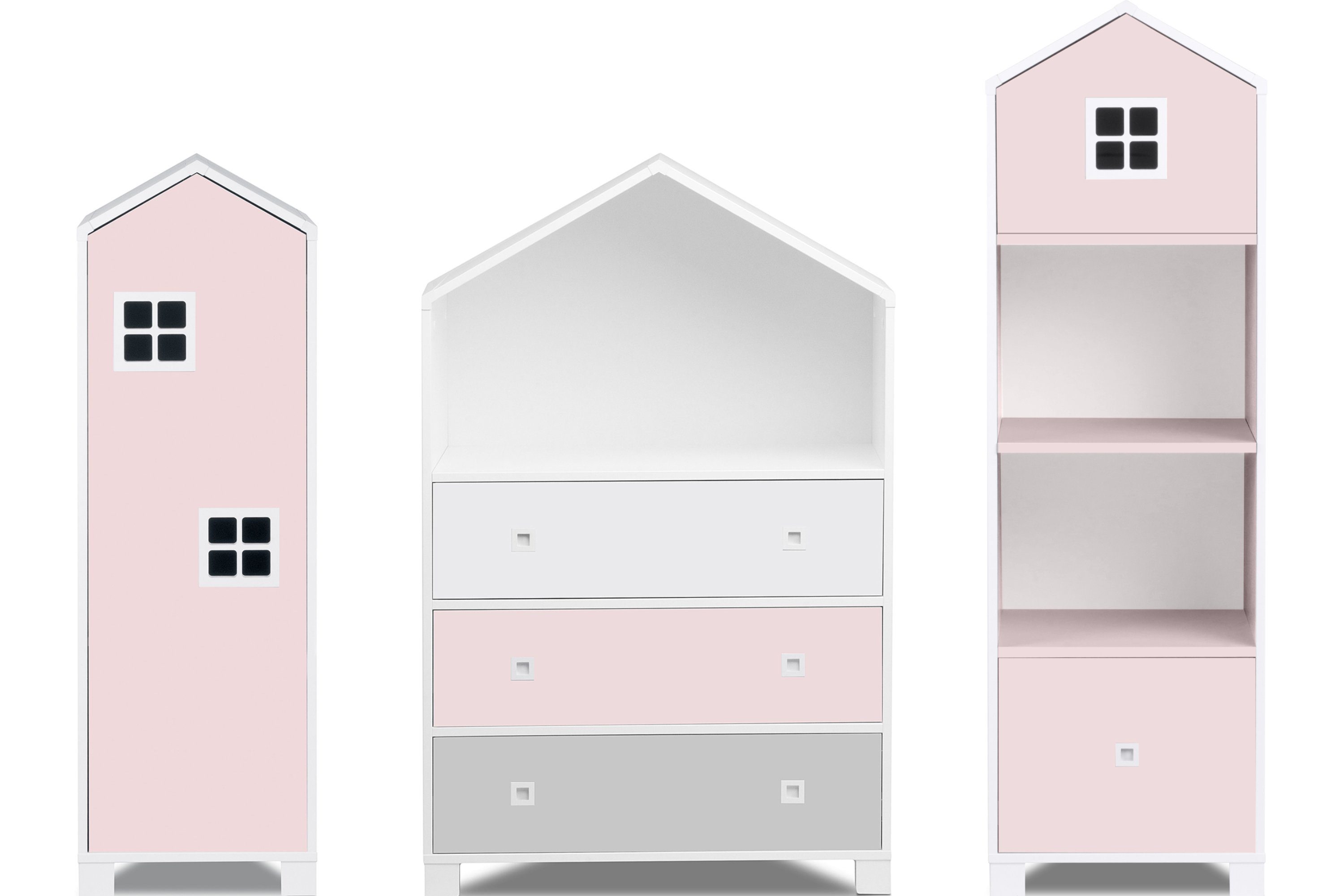 Konsimo Babyzimmer-Komplettset MIRUM Kinderzimmer-Möbelset Komplett-Kinderzimmer, Kommode, Kleiderschrank, Bücherregal