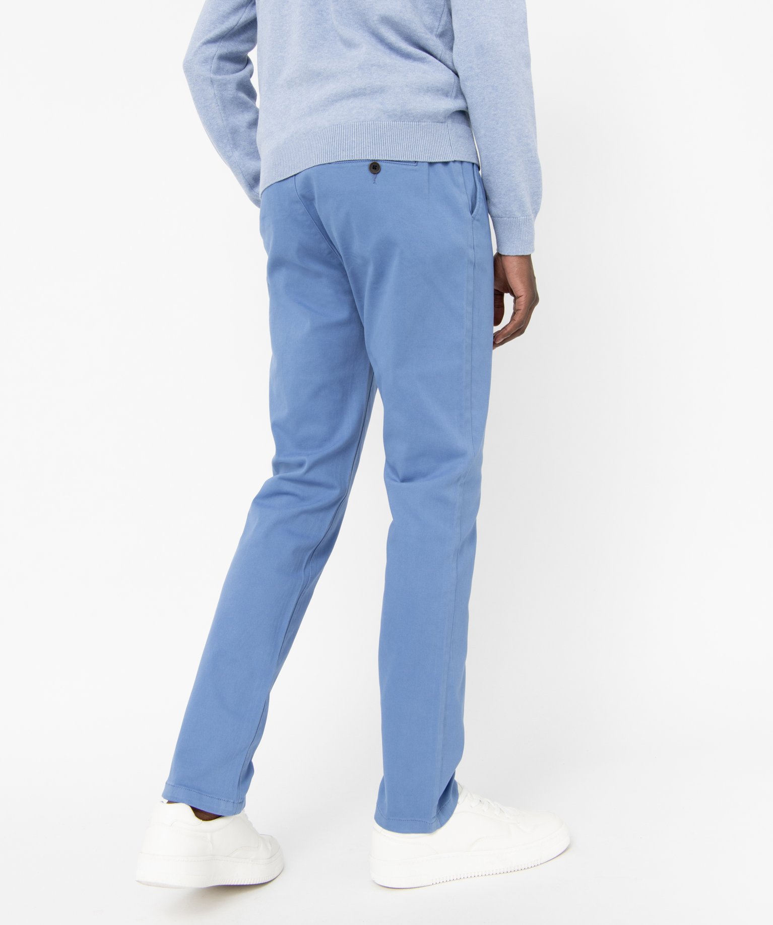 Pantalon chino en coton stretch homme bleu fonce | GEMO